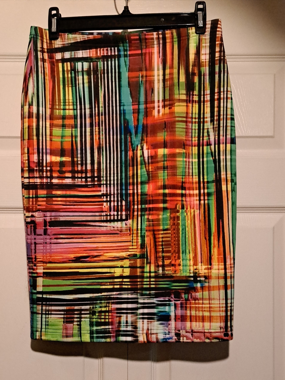 🌇Milano-Multicolor Abstract Print Pencil Skirt in Green, Pink, Blue